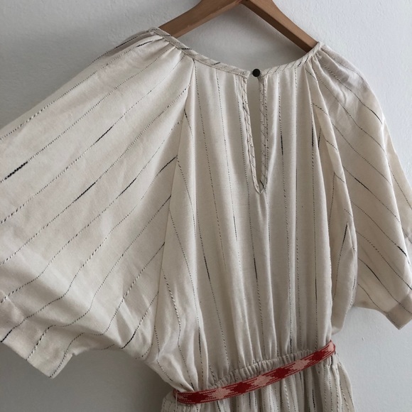 (65% OFF) NWT Textured Sash Tie Jumpsuit Feather Bone Ivory/Red S MSRP $228 - Picture 4 of 10